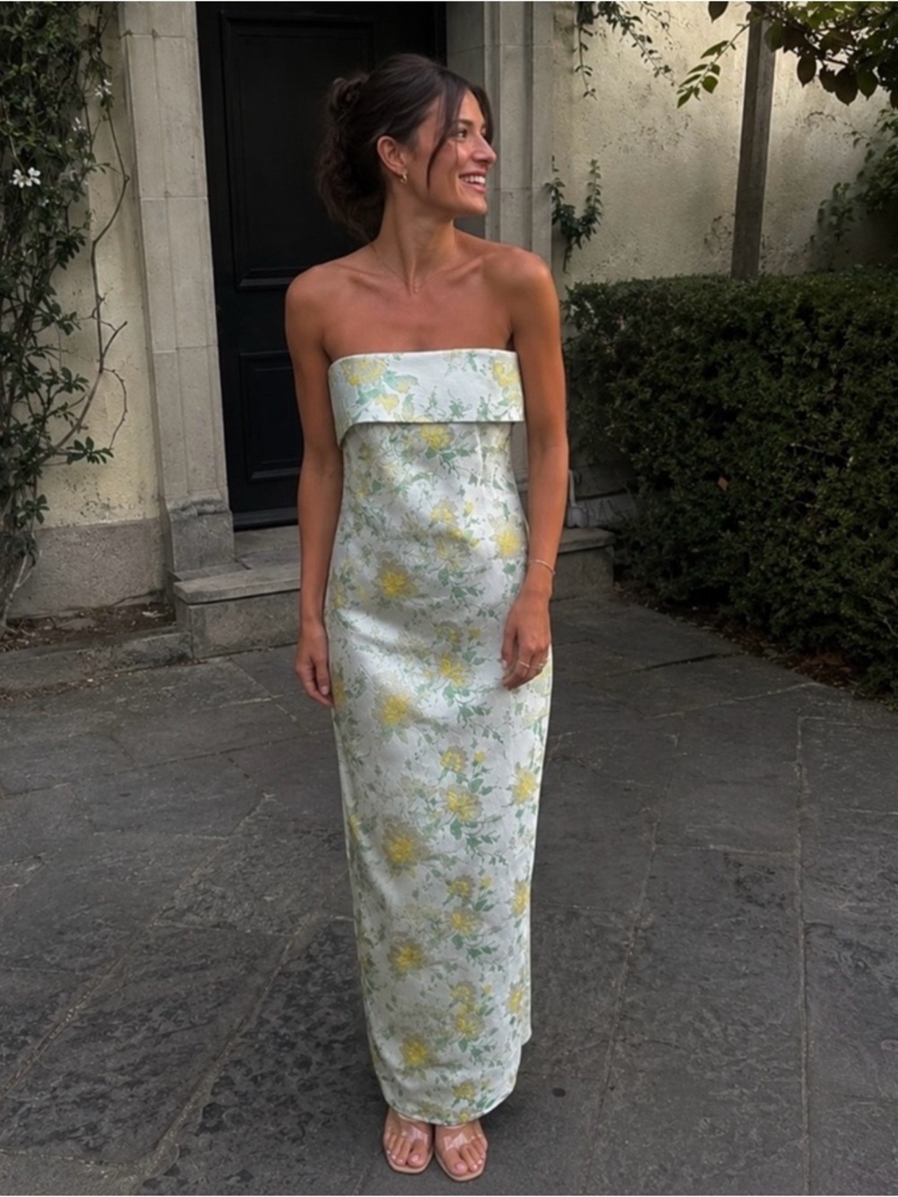 Katie May Elin Strapless Jacquard Floral Gown